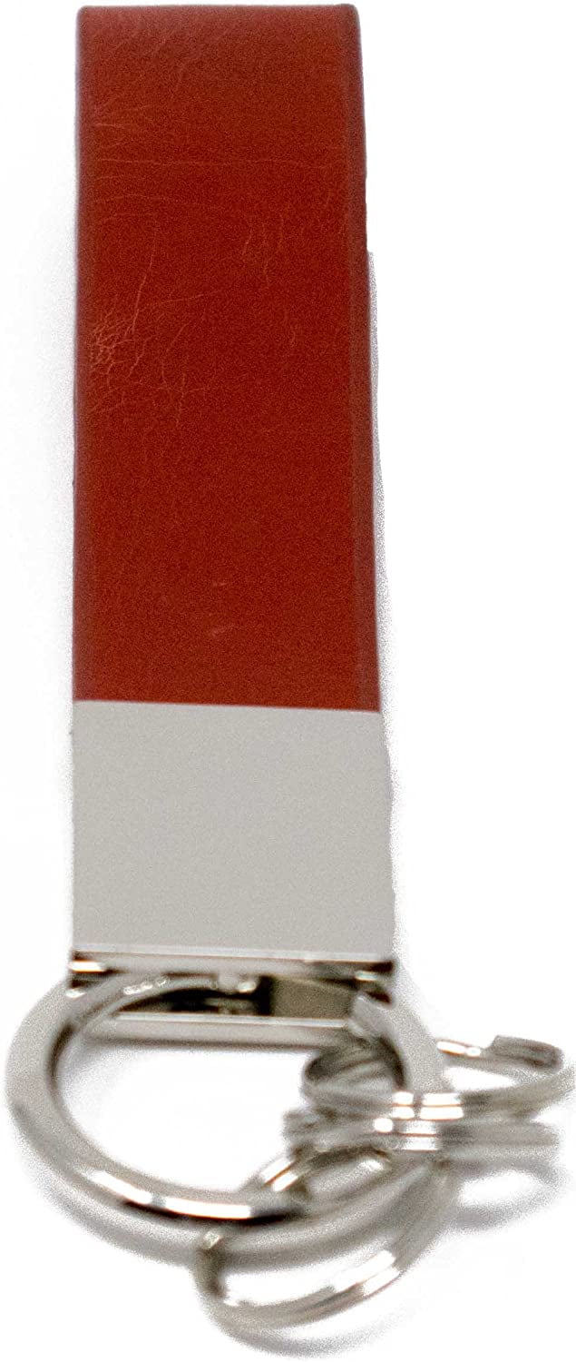 Brick Red Leather Rings Quick Release, Pull Apart Valet Keychain Accessory Detachable for Convenience