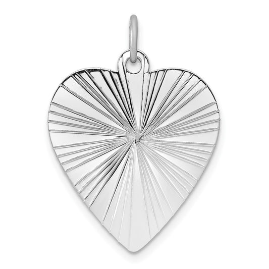 SS Rh-plt Engraveable Heart Polished Front/Satin Back Disc Charm