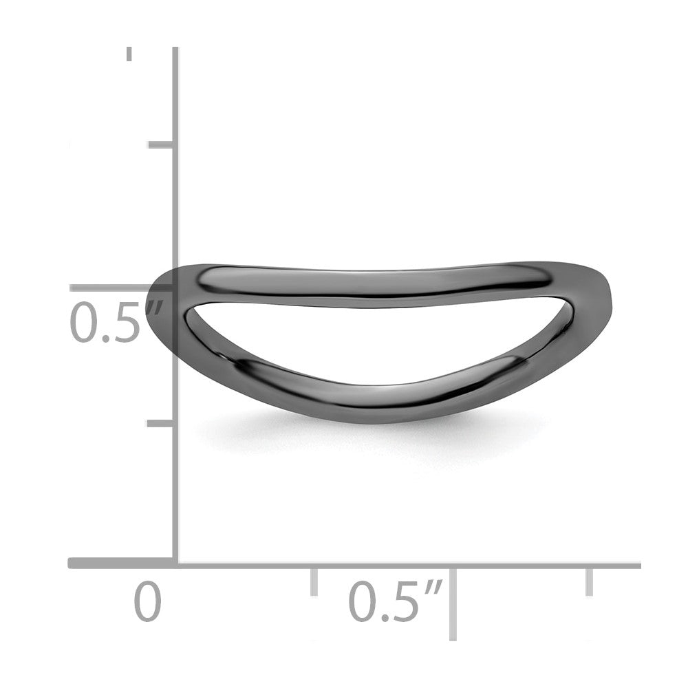 Sterling Silver Stackable Expressions Polished Black-plated Wave Ring Size -6