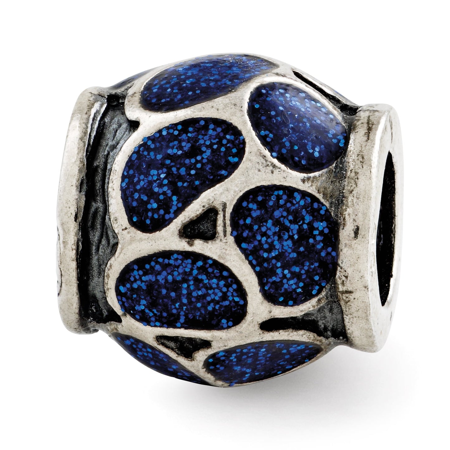 Reflection Beads Sterling Silver Reflections Blue Enamel w/Sparkles Bead