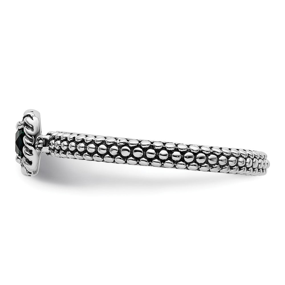 Sterling Silver Stackable Expressions Polished Cr. Emerald Ring Size -8