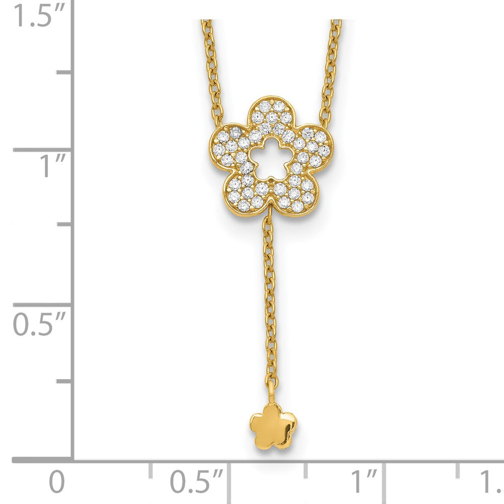 14K Flower CZ Necklace