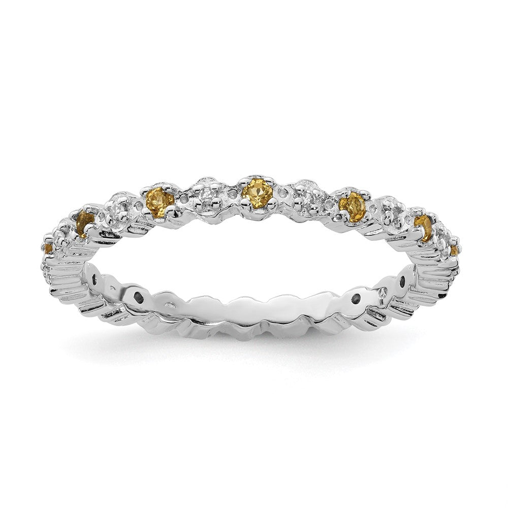 Sterling Silver Stackable Expressions Citrine & Diamond Ring Size -7