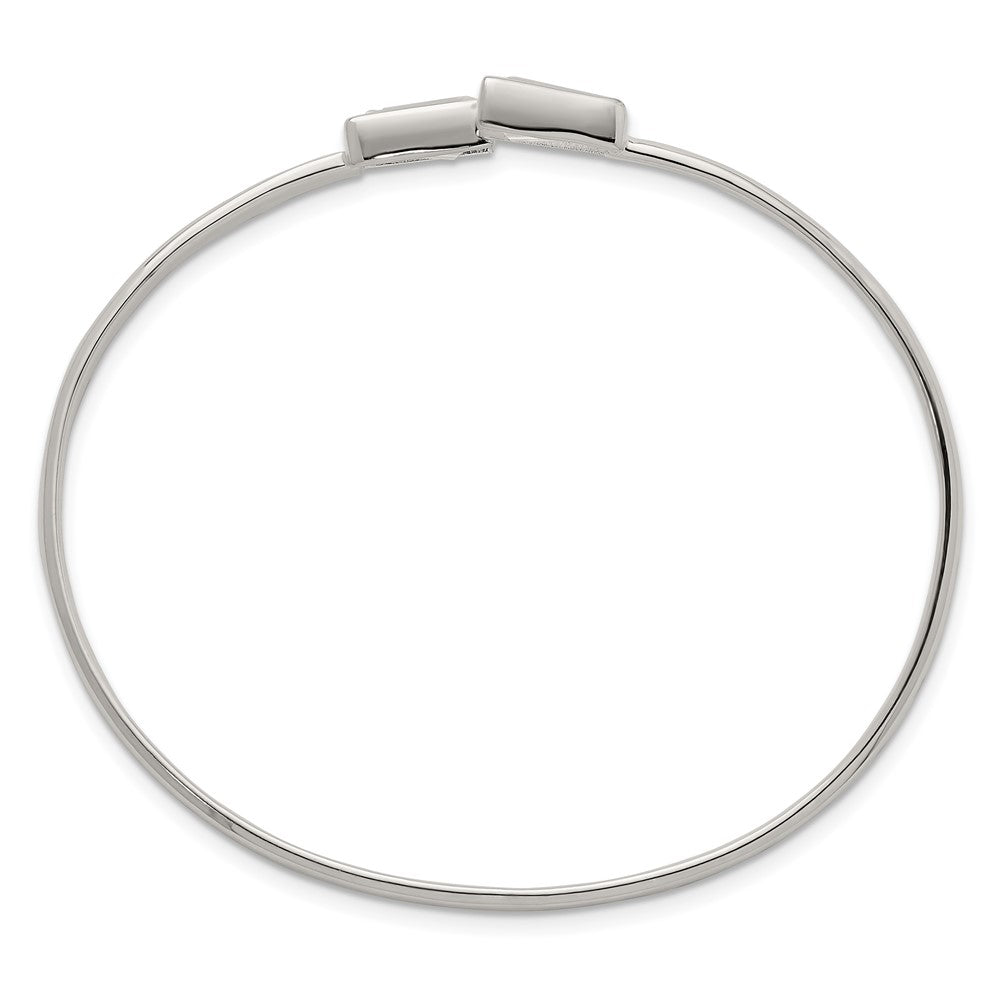 Sterling Silver Polished Tapered Baguette CZ Cuff Bangle