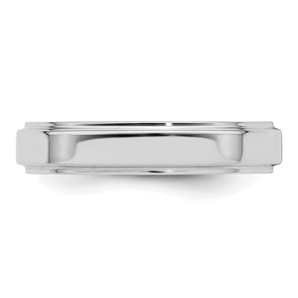 SS Rhodium-plated 4mm Flat w/ Step Edge Size 10 Band