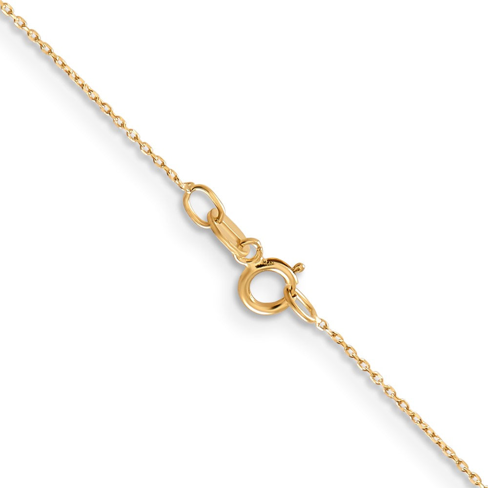 14K 16 inch .6mm Diamond-cut Round Open Link Cable with Spring Ring Clasp Chain