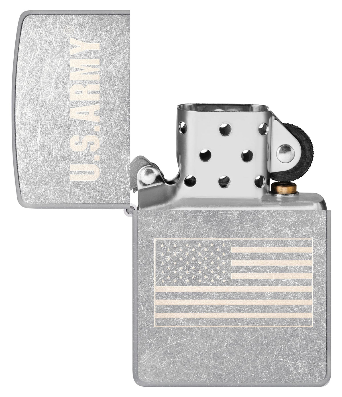 Zippo U.S. Army US Flag Laser Engrave Street Chrome Pocket Lighter