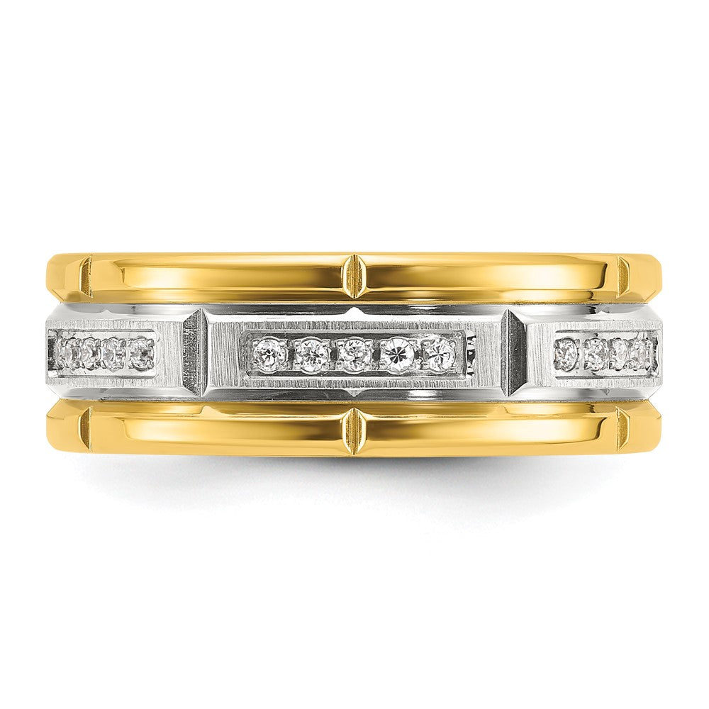 Chisel Titanium Polished with Brushed Center Yellow IP-plated CZ 8mm Band Size - 11.5