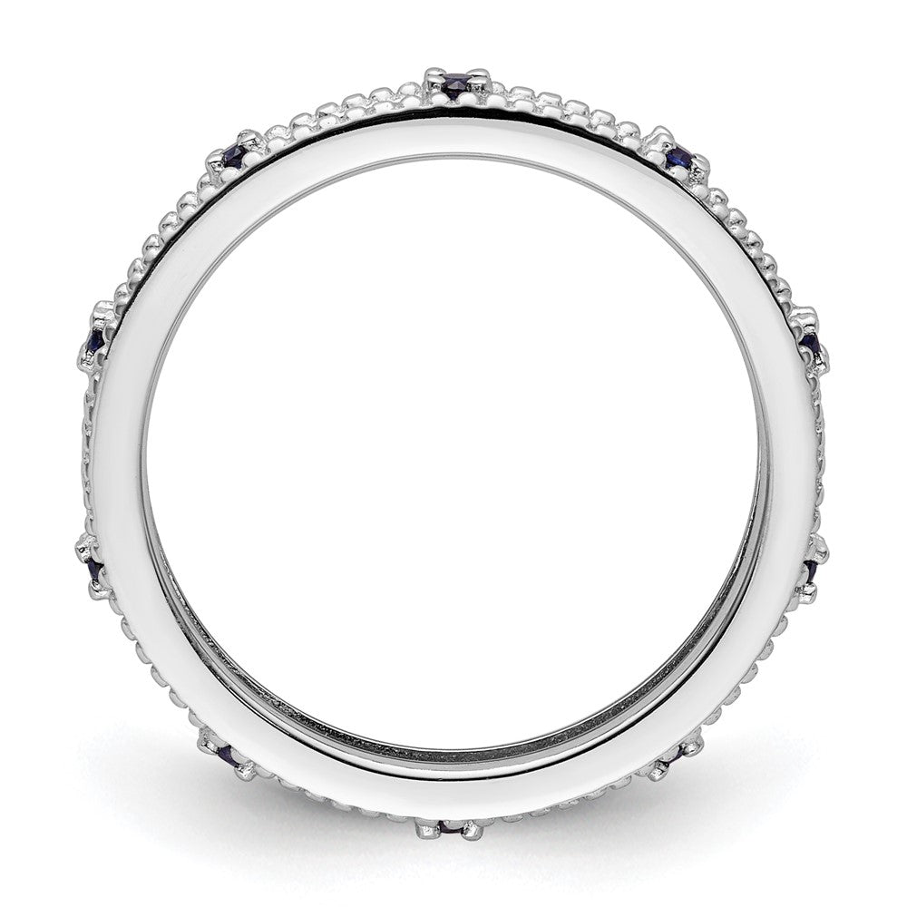 Sterling Silver Stackable Expressions Created Sapphire Ring Size -7