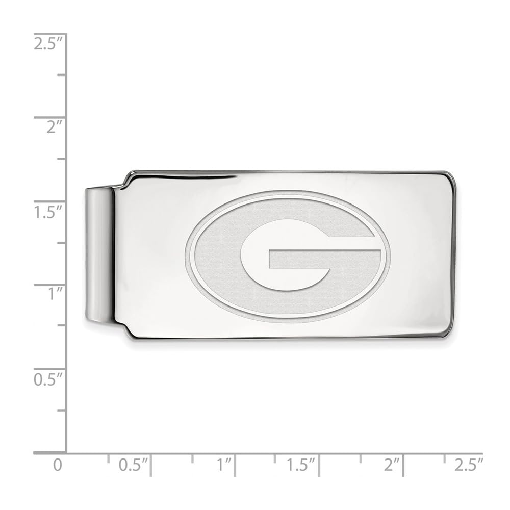 Sterling Silver Rhodium-plated LogoArt University of Georgia Letter G Money Clip Q-SS025UGA