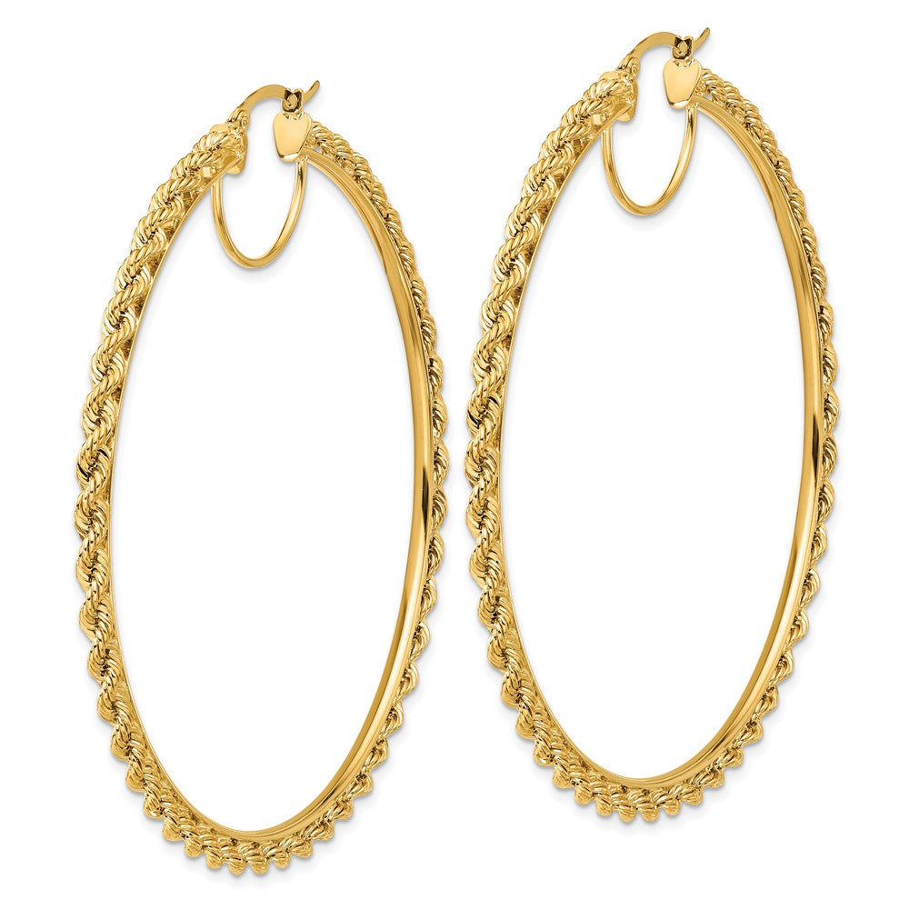 14K Gold Polished & Diamond-Cut Rope 2.95mm Hoop Earrings