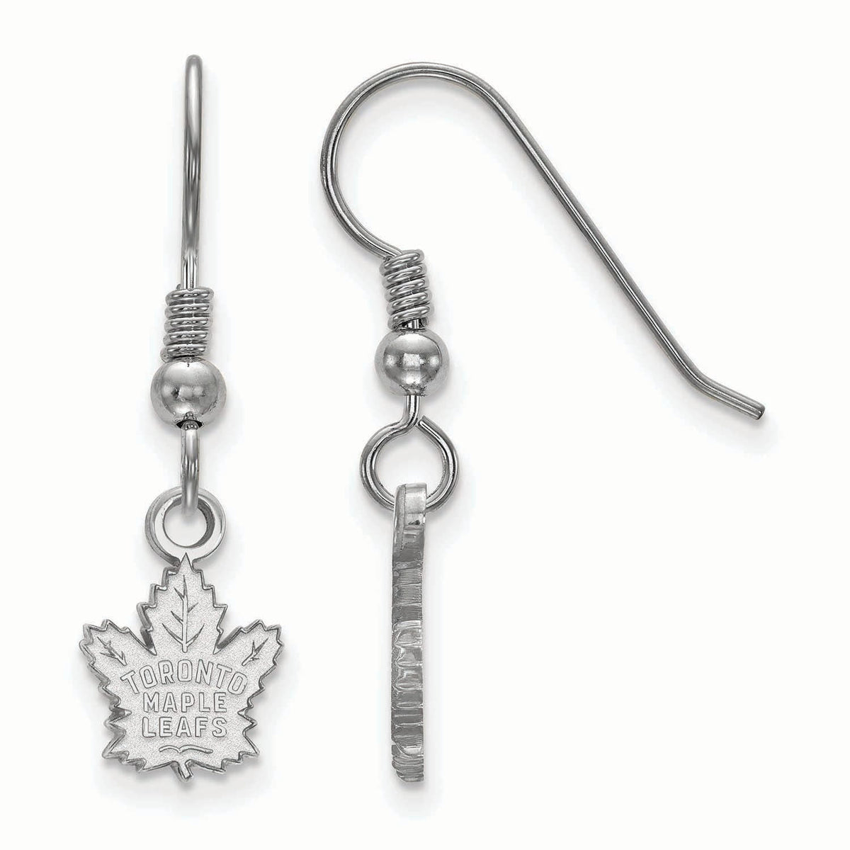 Sterling Silver Rhodium Plated NHL Toronto Maple Leafs XS Dangle Earrings