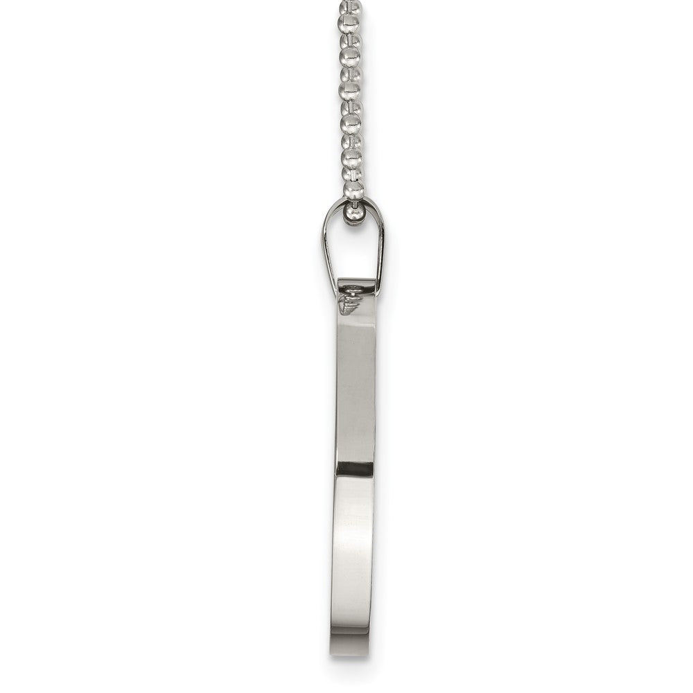Stainless Steel Brushed and Polished Circle 4mm Thick Dog Tag Necklace