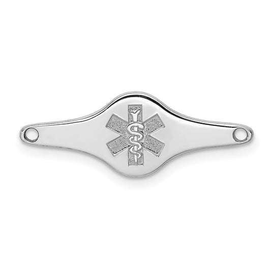Sterling Silver Rhodium-plated Non-enameled Medical ID Plate 9 inches