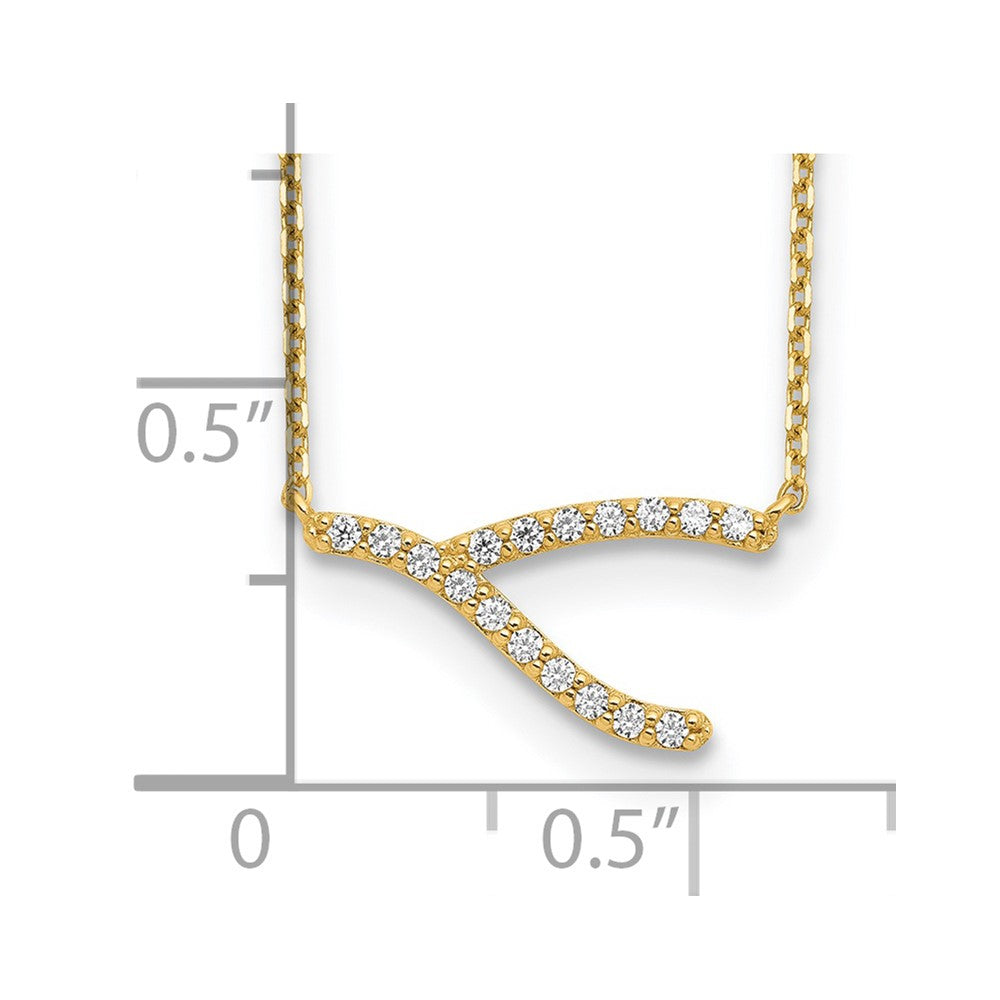 14K Wishbone CZ with 2IN EXT Necklace