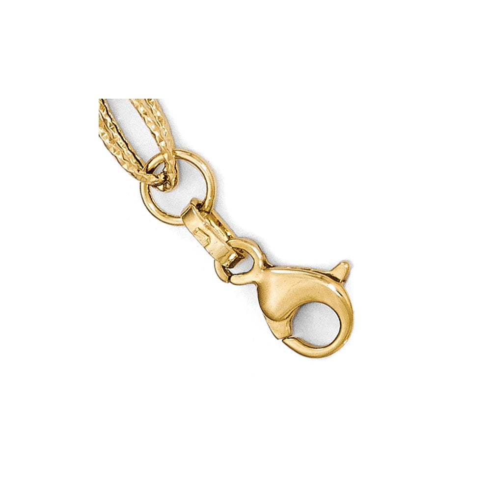 14K Two-tone Polished and Textured Fancy Link Bracelet 7.5  inches
