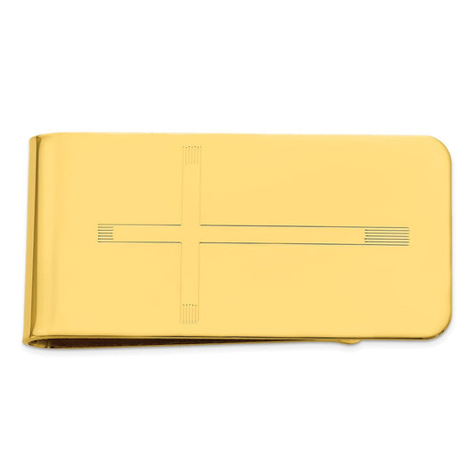 Gold-plated Kelly Waters Cross Engraveable Money Clip QKW676