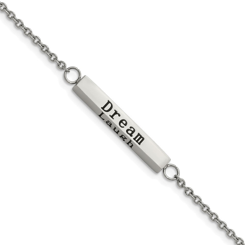 Stainless Steel Polished CZ Enjoy the little things w/ 1.5in ext. Bracelet 7 inches