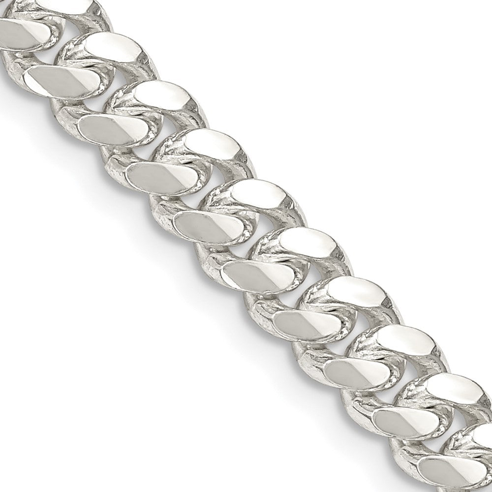 Sterling Silver 6.4mm Polished Domed Curb Chain 18 Inches