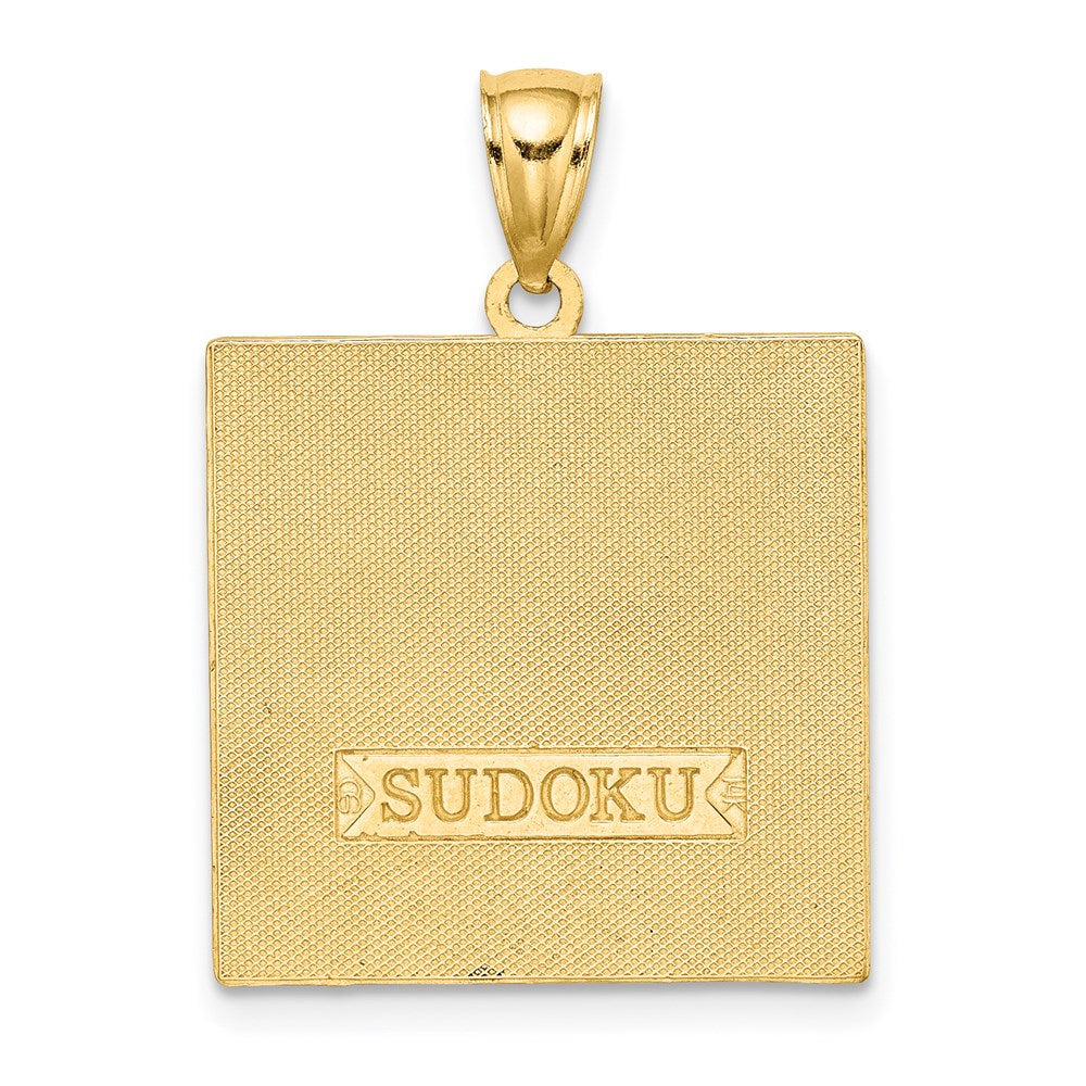 14K Polished Antiqued Sudoku Game Board Charm