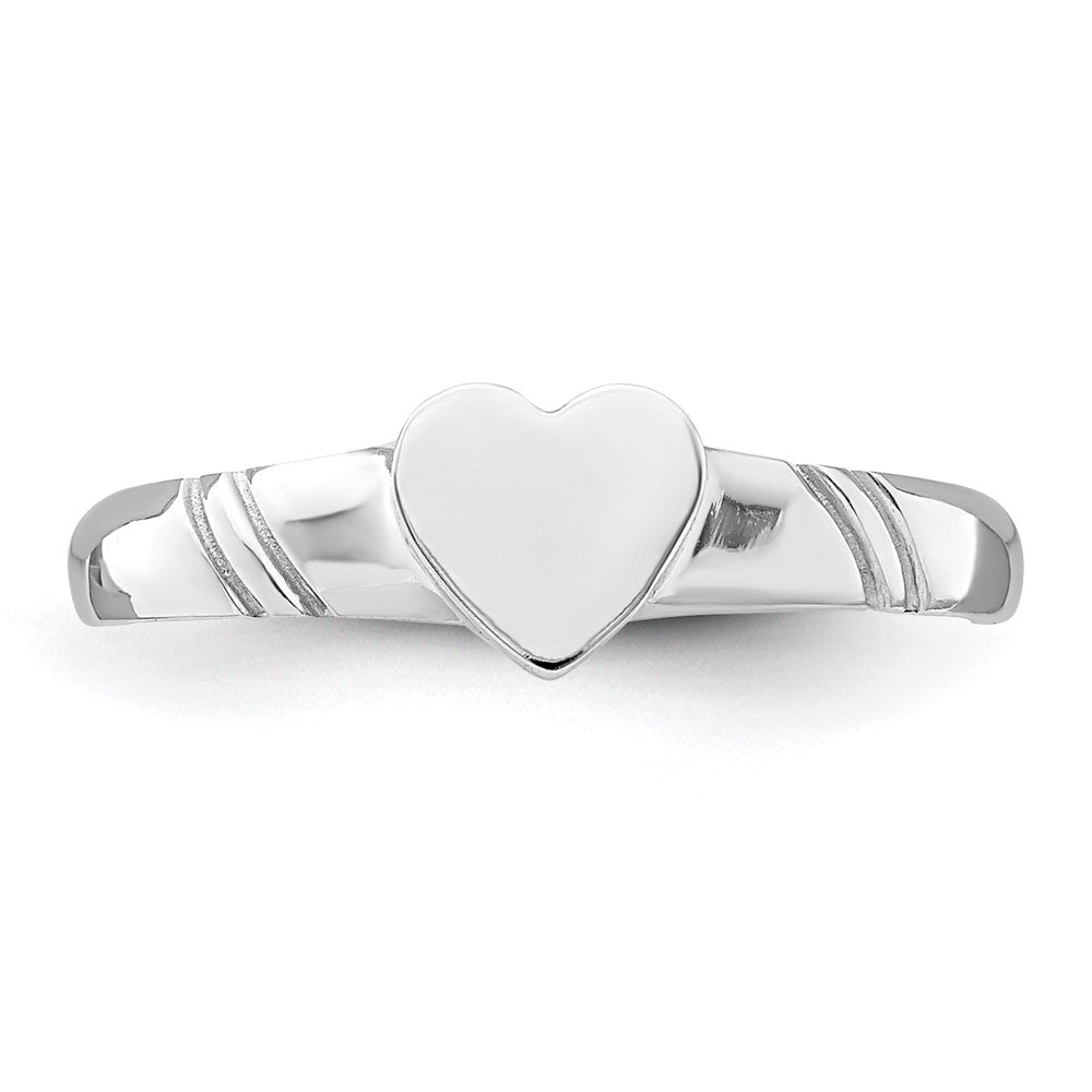 14K White Polished Heart Children's Ring Size 4