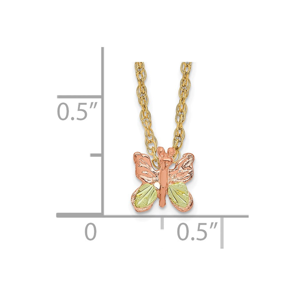 10k Tri-Color Black Hills Gold Butterfly Necklace