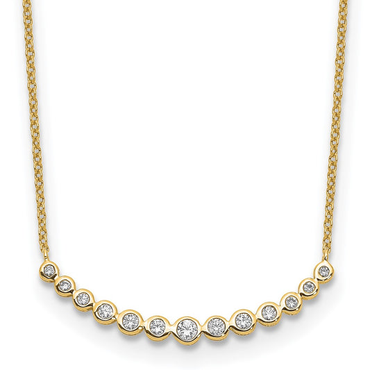True Origin 14K 1/4 carat Lab Grown Diamond VS  D E F 18 inch Graduated Curved Bar Necklace