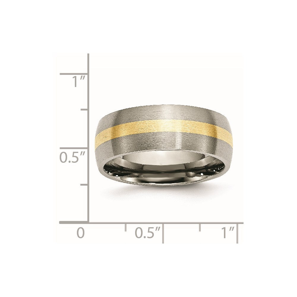 Titanium Brushed w/14k Yellow Inlay 8mm Band Size - 8.5