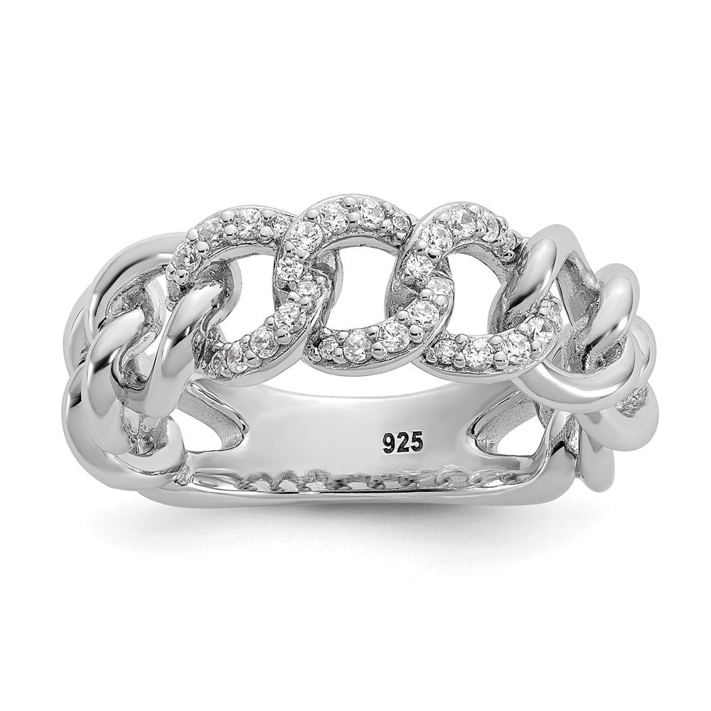 Sterling Shimmer Sterling Silver Rhodium-plated CZ 30 Stone Size 8 Link Circles Ring