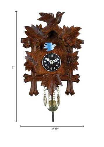 River City Clocks Quartz Novelty Clock - Five Leaves & One Bird with Moving Blue Bird