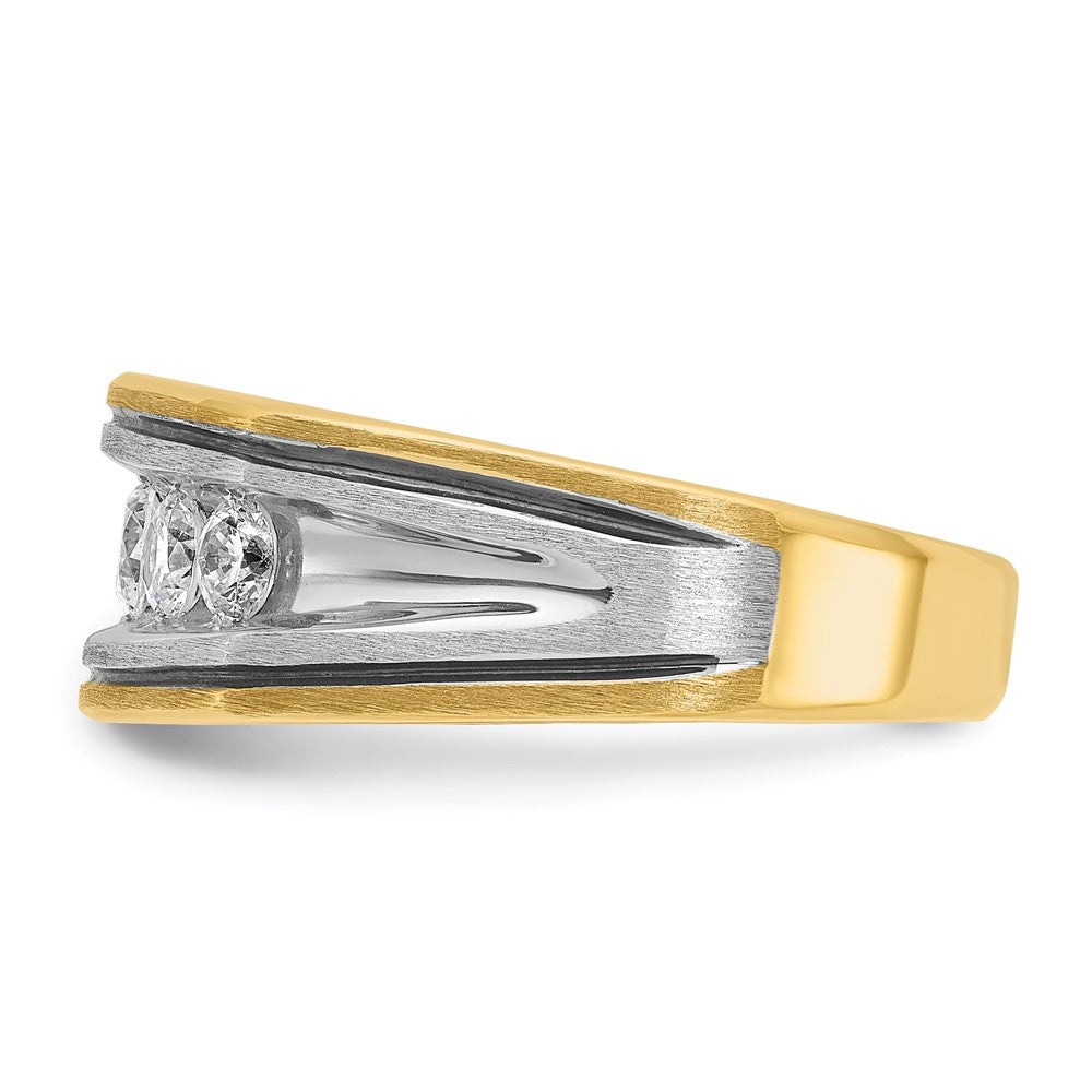 IBGoodman 14k Two-tone with Black Rhodium 1 carat Lab Grown Diamond VS/SI+ G+ Five Stone Complete Men's Ring