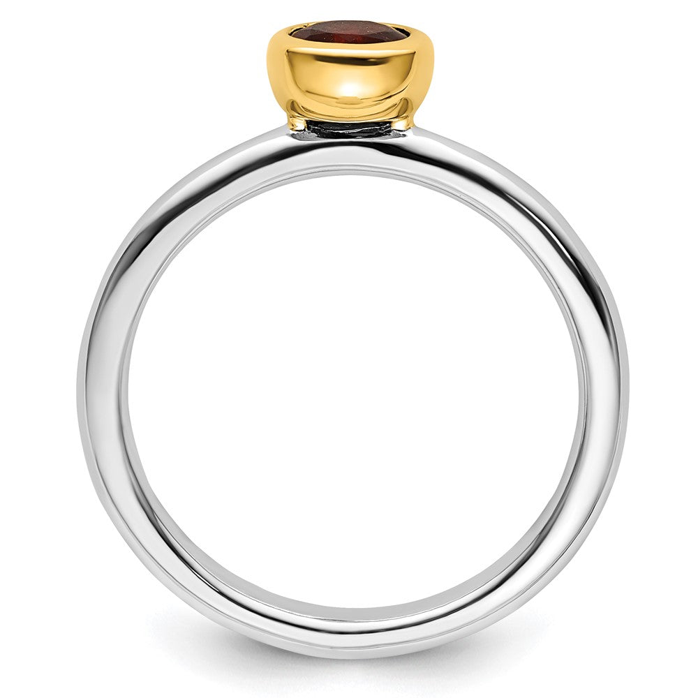 Sterling Silver Stackable Expressions w/Gold-plated Garnet Ring Size -8