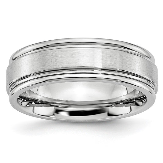 Cobalt Satin and Polished Ridged Edge 7mm Band Size - 11