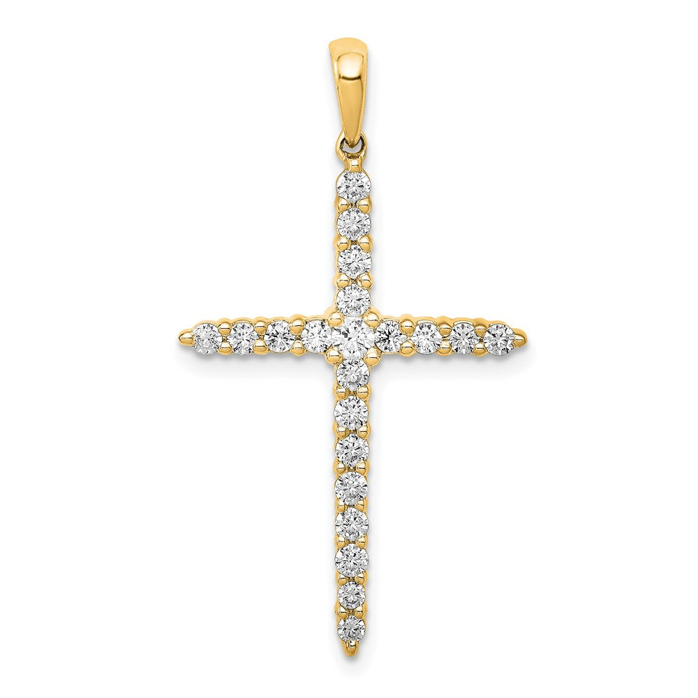 14k 1 carat Lab Grown Diamond VS/SI+ G+ 18 inch Cross Pendant Necklace