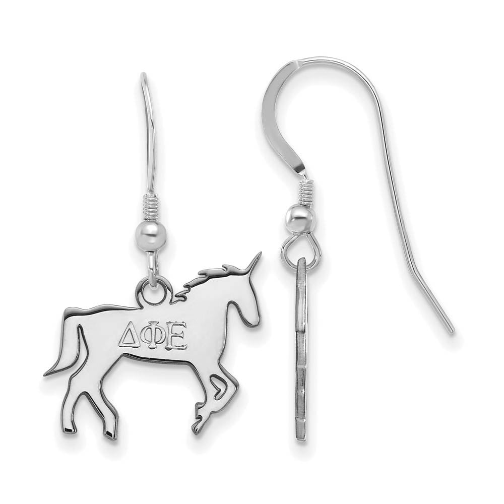 Sterling Silver Official Licensed Greek Sororities Delta Phi Epsilon (???) Medium Dangle Earrings