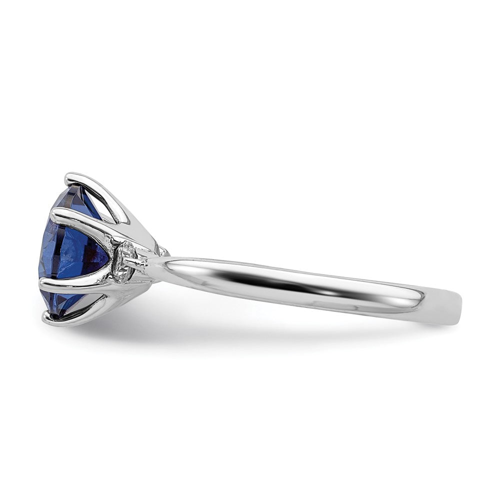 Sterling Silver Rhod-plated Blue and White CZ Ring