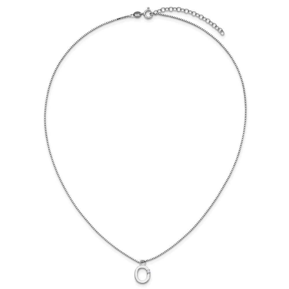 White Ice Sterling Silver Rhodium-plated 18 inch Diamond Letter O Initial Necklace plus 2 inch Extender 18 Inches