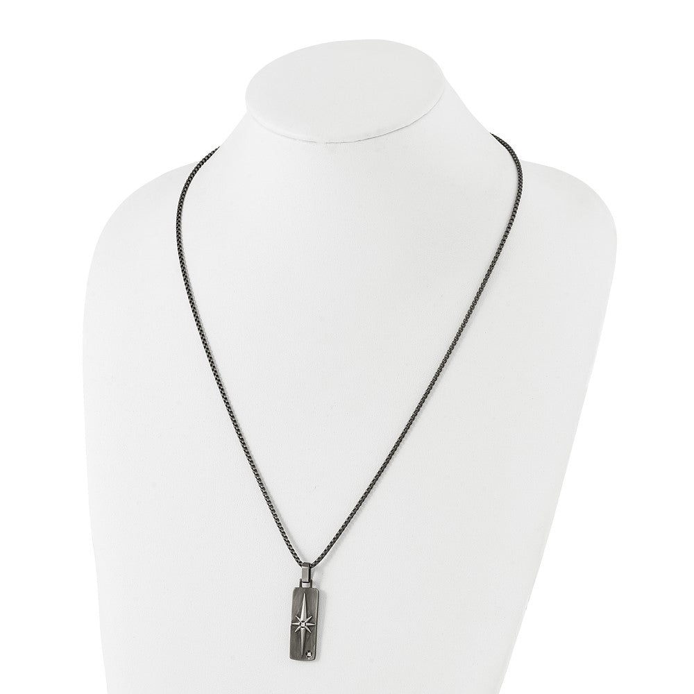 Stainless Steel Antiqued White Bronze-plated CZ 24in Necklace