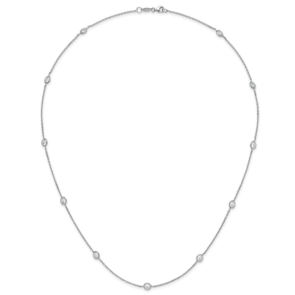 Sterling Silver Rhodium-plated 11-Station CZ Polished Necklace 24 Inches