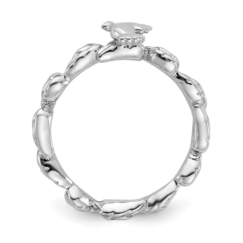Sterling Silver Stackable Expressions Rhodium-plated Polished Dove Ring Size -10