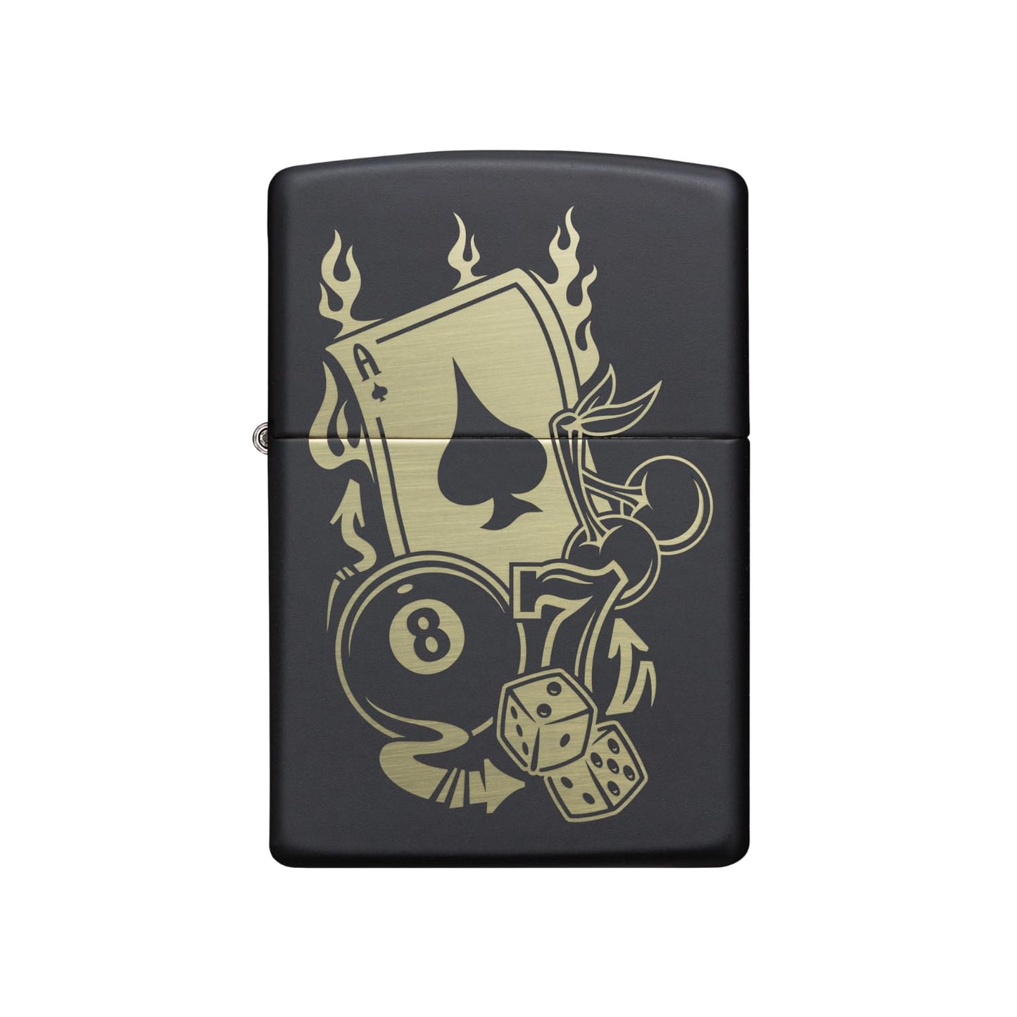 Zippo 49257 Gambling Design Black Matte Windproof Pocket Lighter