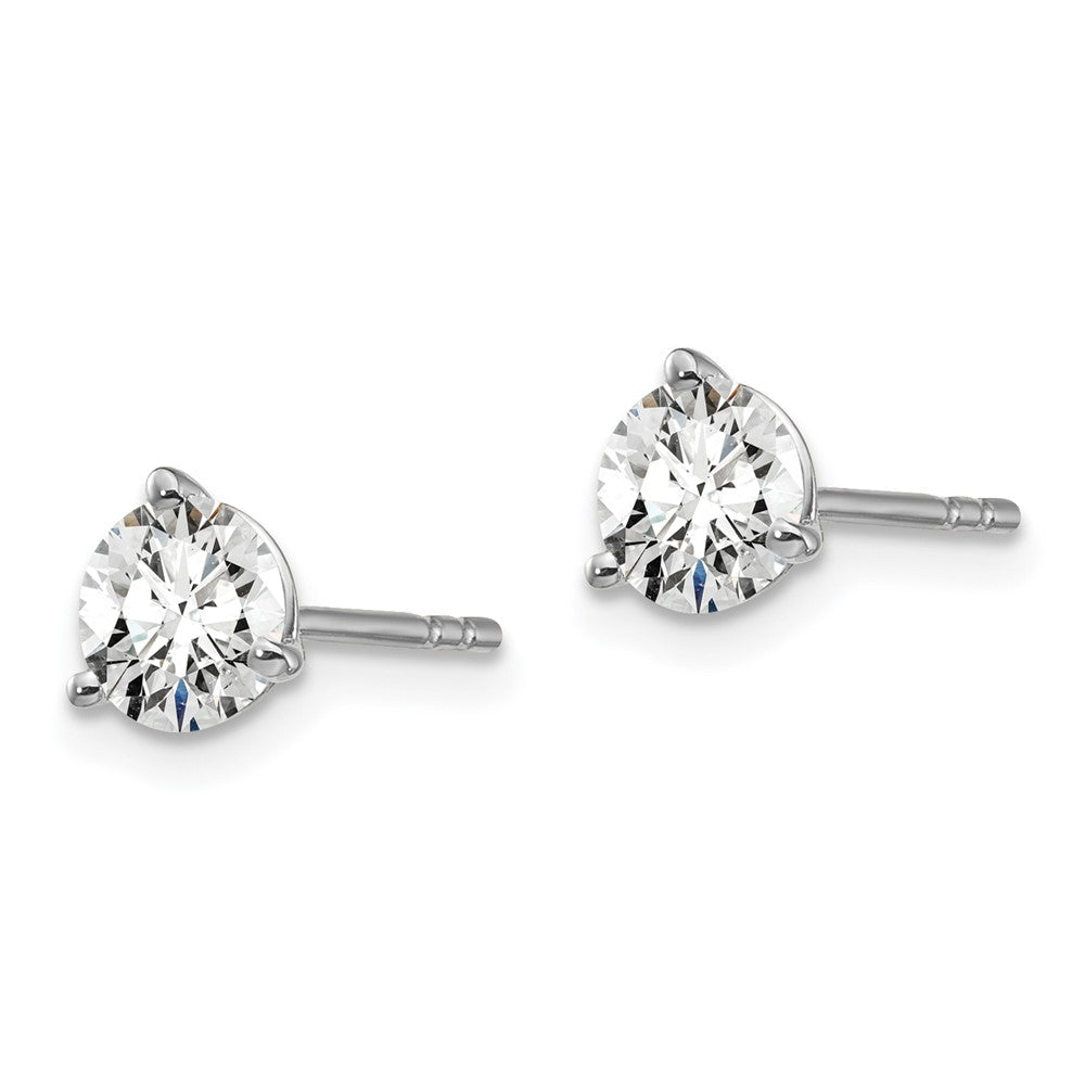 14k White Gold 1 1/4 ctw Lab Grown Diamond VS+ F+ Round 3 Prong Heavy Wt. Stud Earrings