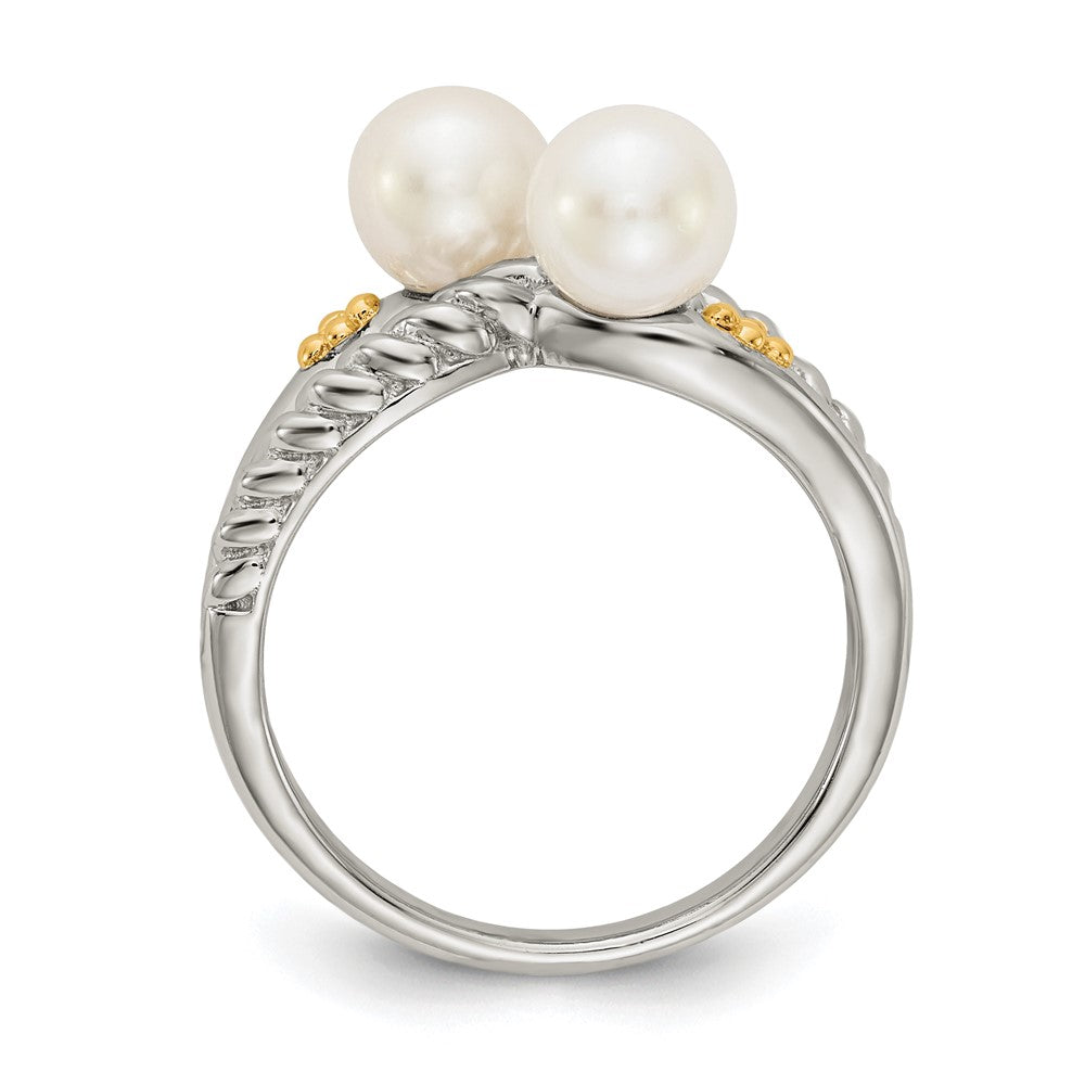 Shey Couture Sterling Silver with 14K Accent Polished 6mm White Freshwater Cultured Pearl Ring