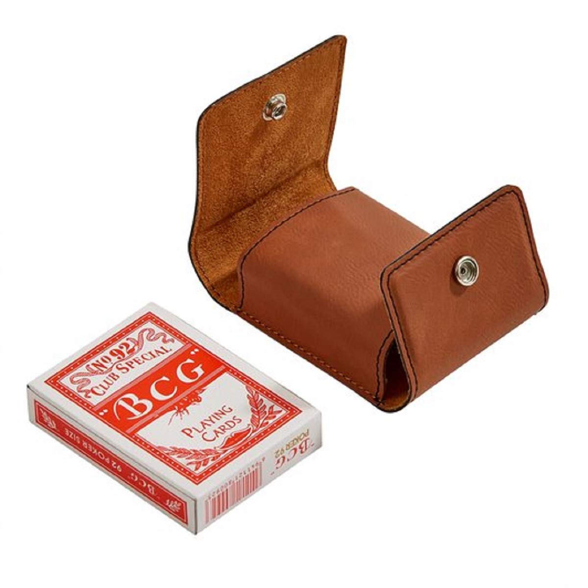 3.75" X 3" Caramel Brown Leatherette Playing Cards Case