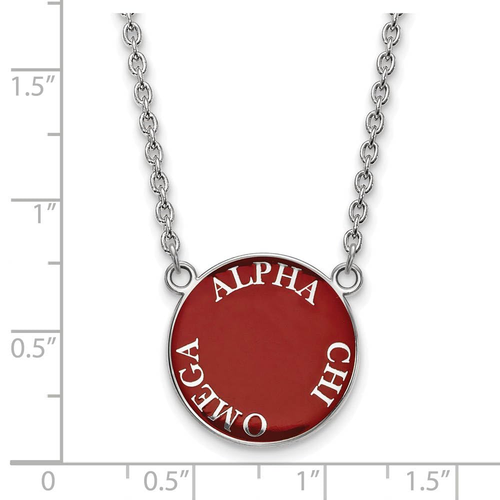 Sterling Silver 18in Official Licensed Greek Sororities Alpha Chi Omega (???) Small Enamel Pendant w/Necklace