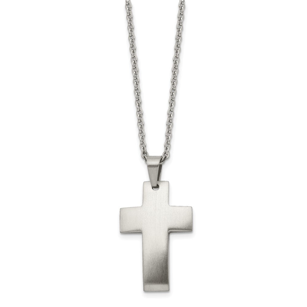 Stainless Steel Brushed Cross 20in Necklace