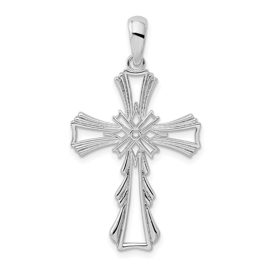 De-Ani Sterling Silver Rhodium-Plated Polished X-Center Cut-Out Cross Pendant