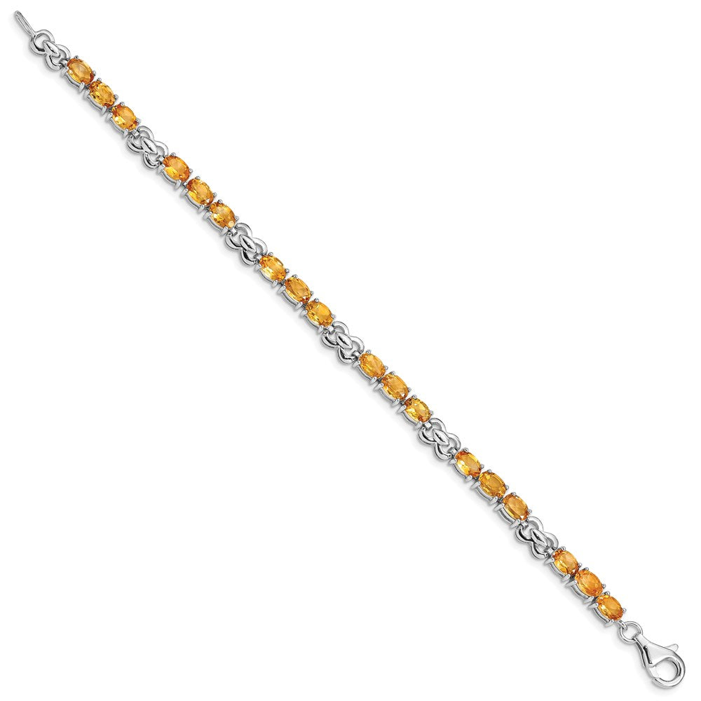 Sterling Silver Rhodium-plated Citrine Bracelet 7 inches