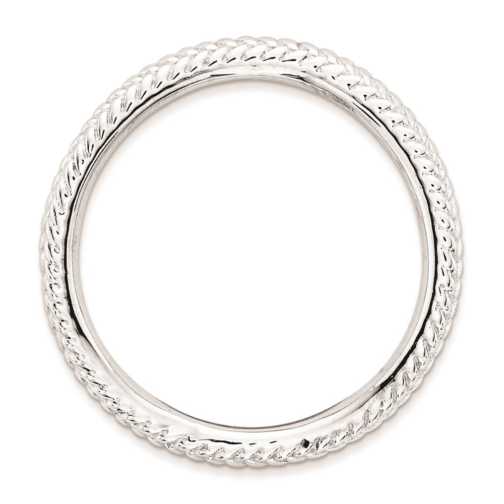 Sterling Silver Stackable Expressions Polished Rhodium-plate Wave Ring