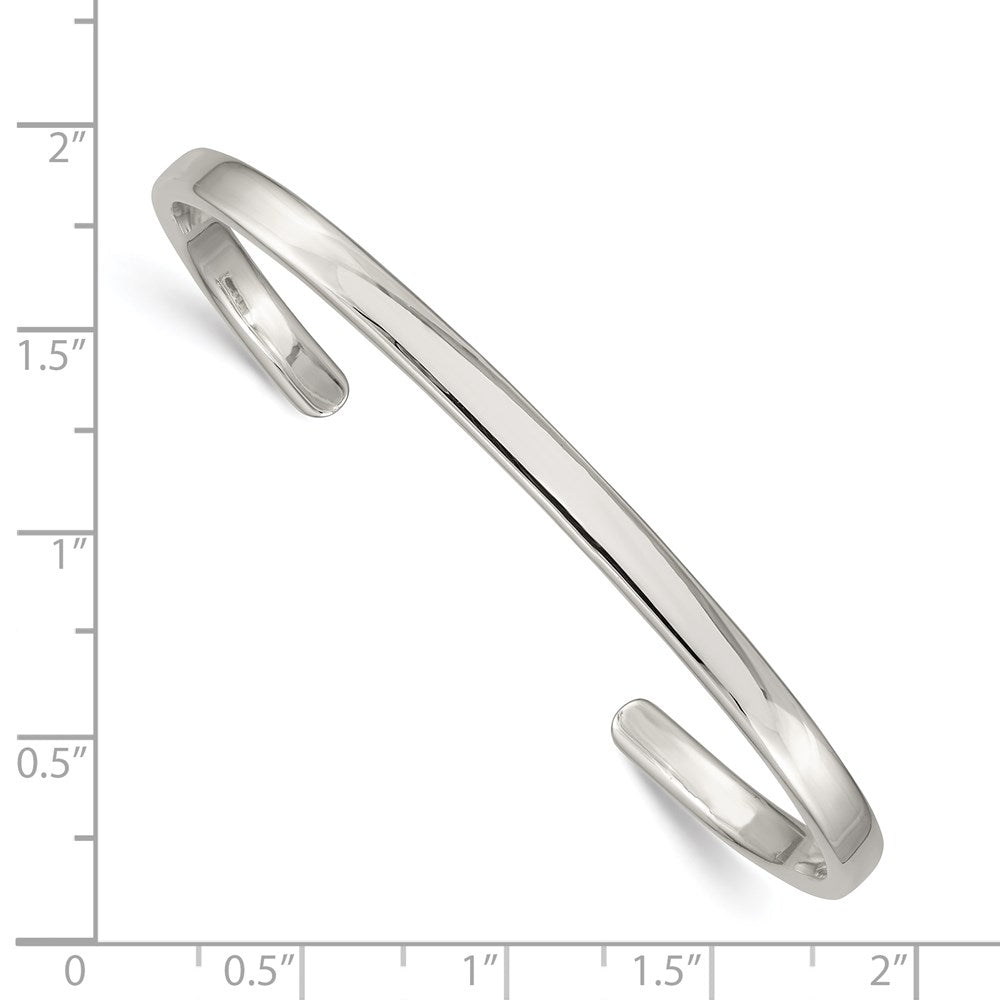 Sterling Silver 4mm Cuff Bangle 7 inches